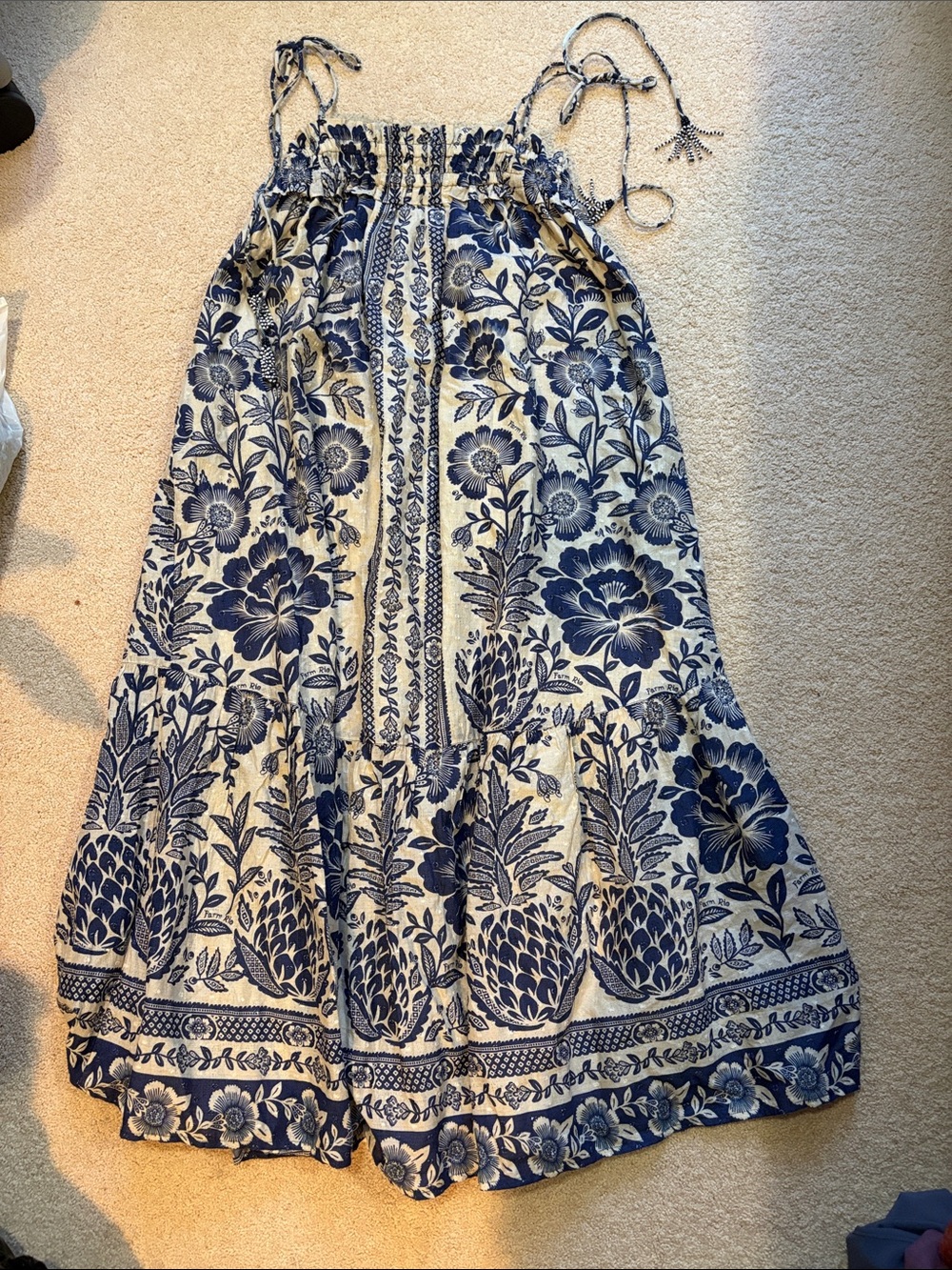 FARM Rio Blue Pineapple Garden Maxi Dress small
